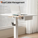 JOY Worker Mobile Standing Desk With Storage Drawer, Pneumatic Height Adjustable Laptop Workstation, White Rolling With Wheels for Home Office Classroom JOY worker