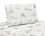 Sweet Jojo Designs 3-Piece Twin Sheet Set (Jungle Safari Animals) for Girls and Boys, Kid/Children, Teenager Bedding incl. Single Size Bed Flat Fitted Bed Sheets & Pillow Covers (Wildlife, Serengeti) Sweet Jojo Designs