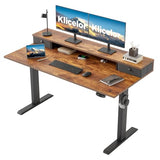 Klicelor 55 Inch Electric Standing Desk with Drawers, Adjustable Height Small Sit Stand Desk for Home Office, Compact Computer Workstation with Storage– Rustic Brown Klicelor