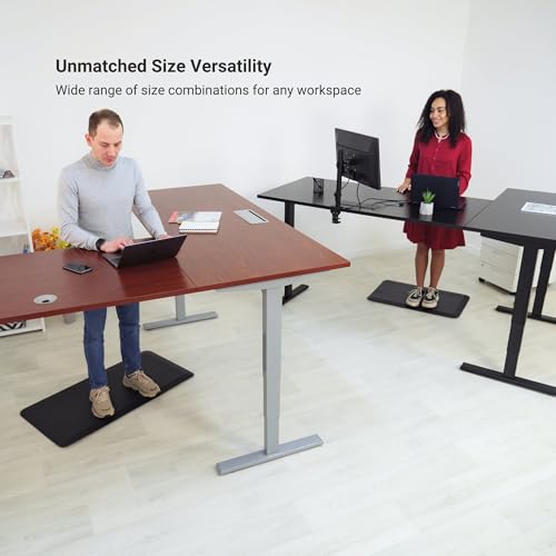 Progressive Desk L Shaped Height Adjustable Standing Desk 78" x 48" - Corner Computer Desk - Electric Stand Up Rising Workstation - Black Frame/Bright Beech Top PROGRESSIVE AUTOMATIONS