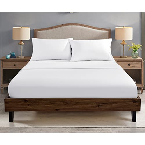 FreshCulture Full Fitted Sheets, Bulk Pack of 6, Deep Pocket, Soft Microfiber Bottom Sheets for Home, Salons, Hotels, Full Size Fitted Sheets Only (White) FreshCulture
