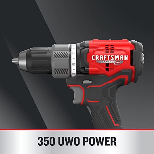 CRAFTSMAN RP+ Cordless Drill/Driver Kit, with 2 Batteries and Charger, Brushless (CMCD713C2) - WoodArtSupply