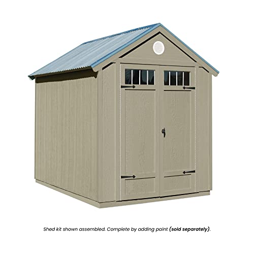 Handy Home Products Garden Shed 6x8 Do-it-Yourself Wooden Storage Shed with Metal Roof Handy Home Products