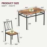 CABIHOME Dining Table Set for 4, Kitchen Table Set with 4 Chairs, Rectangular Dining Table Set for 4, Kitchen Table Set for Apartment, Small Space, Dining Room, Retro Brown CABIHOME