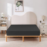 HBHLFZ Full Fitted Sheet Only, Soft Breathable Bottom Sheet - 54"x75" Deep Pockets Full Size Fitted Sheet - All Around Stretch Fit, Wrinkle Resistant, Colorfast - Easy Care, Black HBHLFZ