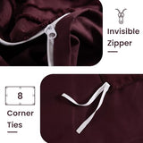 NEXHOME PRO Duvet Cover Queen,3 Pieces Boho Tufted Duvet Cover Set, Soft and Lightweight 100% Washed Microfiber Comforter Cover Set for All Season(Burgundy,90 x 90)-No Comforter NEXHOME PRO