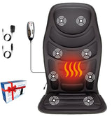 JOJOPEPE Back Massager with Heat,8 Vibration Motors Massage Chair Pad for Shoulder and Back, Deep Tissue Vibration Seat Cushion for Body Pain Relief，Home Office Chair Use, Gifts for Women,Men,Black JOJOPEPE