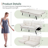 Opoiar 71" L Covertible Futon Sofa Bed,Faux Leather Futon Couch, Memory Foam Modern Loveseat Sleeper, Small Splitback Sofa Couches for Living Room,RV,Home Office,Apartment,White Opoiar
