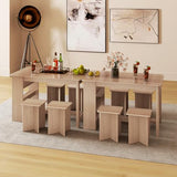 Giantex 5-Pieces Dining Table Set for 4, Kitchen Table Set with Side Storage Shelf, 4 Square Stools, Space-Saving Dining Furniture for Dinner, Dinette, Living Room, Apartment, Restaurant (Natural) Giantex