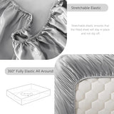CozyLux Satin Fitted Sheet Twin Size, Light Grey Silky Satin Bed Fitted Sheet Only with Silky Microfiber, Deep Pocket, Single Bottom Sheet Sold Separately, Breathable, Smooth and Soft CozyLux