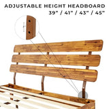 Bme Caden 15 Inch Deluxe Bed Frame with Adjustable Headboard - Mid Century, Retro Style with Acacia Wood - No Box Spring Needed - 12 Strong Wood Slat Support - Easy Assembly - Caramel, King Bme