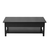 Panana Lift Top Coffee Table with Hidden Compartment & Open Storage Shelf, Lift Tabletop Farmhouse Table Pop Up Table for Living Room,Home Office Reception, (Black) Panana