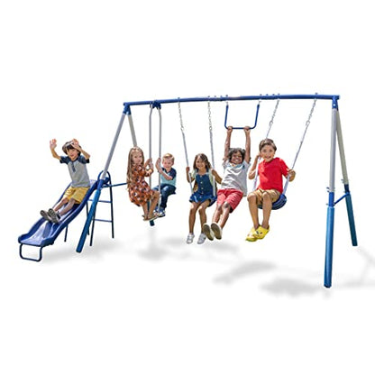 Sportspower Arcadia Swing Set - Outdoor Heavy-Duty Metal Playset for Kids with Slide - WoodArtSupply