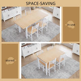 VOWNER 63” Extendable Dining Table Set for 4-6 People, 5-Piece Dining Table Set for 4 People with 4 Chairs, Kitchen Table Set with MDF Board and Metal Frame, for Small Space, Apartment, Nature Wood VOWNER