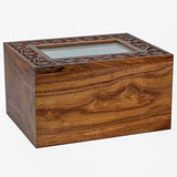 Hind Handicrafts Rosewood Border Engraved Wooden Cremation Urns for Human Ashes Adult - Handcrafted Photo Funeral Memorial Ashes Urn - Columbarium Hind Handicrafts
