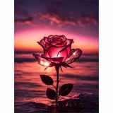 HSENJT Rose Diamond Art Painting Kits for Adults Beginners,Flowers DIY 5D Diamond Art Kits,Beach Diamond Art Painting for Home Wall Decor (30x40cm/11.8X15.7inch) HSENJT