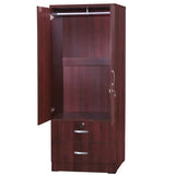 Pemberly Row 72" H Contemporary Engineered Wood Wardrobe Armoire with 2 Lockable Smooth Doors & 2 Full Size Drawers, Assembly Required, in Mahogany Finish Pemberly Row