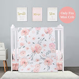 PINNKKU 3-Piece Crib Bedding Set for Boy Girls, Includes Crib Skirt, Blanket, Sheet, Baby Bedding, Floral, Mini Size PINNKKU