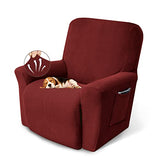 KEKUOU Recliner Chair Covers Lazy Boy Recliner Covers Stretch Couch Cover Slipcovers 1 Piece Furniture Protector with Elastic Bottom (Recliner, Dark Red)