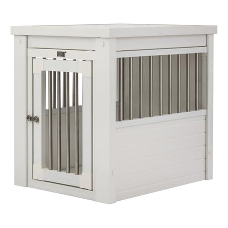 New Age Pet ECOFLEX InnPlace Dog Crate & End Table, Indoor Furniture Style Pet Kennel for Small, Medium, Large & XL Dogs, Durable Composite, Antique White, Small New Age Pet