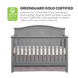 Oxford Baby Emerson 4-in-1 Convertible Baby Crib, Dove Gray, GreenGuard Gold Certified Oxford Baby