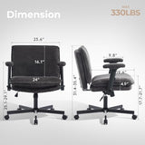 Morkprism Criss Cross Chair with Flip-Up Arms and Lockable Wheels, Plush Fabric Cross Legged Office Desk Chair,Wider 125°Tilting Adjustable Swivel Computer Chair for Home, Apartment, Bedroom,Black Morkprism