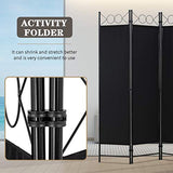 4 Panel Room Divider 6FT Steel Frame Screen Folding Privacy Divider Freestanding Partition for Home Office Bedroom, Black FDW