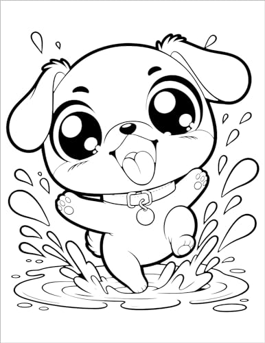 Cute Dogs Coloring Book for Kids Ages 4-8: Adorable Cartoon Dogs & Puppies WoodArtSupply