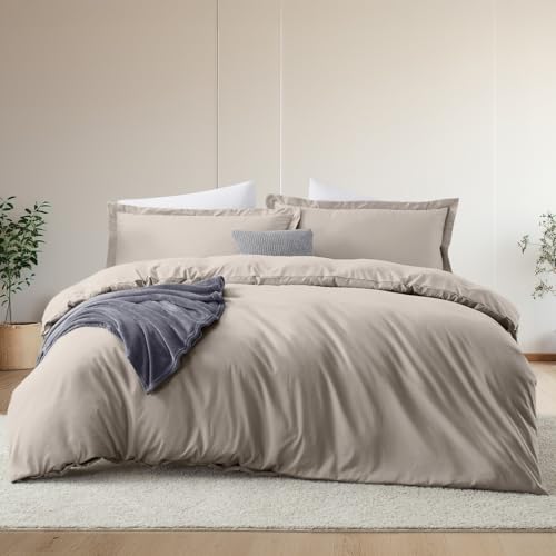 Hearth & Harbor Twin Size Duvet Cover & Bed Sheet Set Linen, 5 Piece Soft Double Brushed Twin/Twin XL Bedding Set, Includes Duvet Cover, Flat Sheet, Fitted Sheet, Pillowcases and Pillow Shams Hearth & Harbor