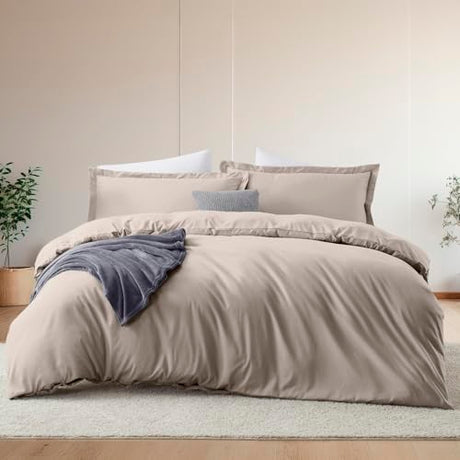 Hearth & Harbor Twin Size Duvet Cover & Bed Sheet Set Linen, 5 Piece Soft Double Brushed Twin/Twin XL Bedding Set, Includes Duvet Cover, Flat Sheet, Fitted Sheet, Pillowcases and Pillow Shams Hearth & Harbor