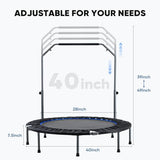 DUMOS 40" Rebounder Trampoline for Adults with Handle, Exercise Trampoline Foldable Indoor Mini Rebounders with Adjustable Bar for Workout Fitness Max Load 330lbs DUMOS