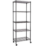 JS HANGER Wire Shelving Unit, 5-Tier Heavy Duty Height Adjustable Rolling Metal Shelves for Storage, 550 lbs Capacity, 23.23''W X 13.4''D X 71''H, Black JS HANGER