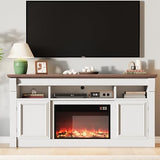 Garvee 58" Farmhouse Fireplace TV Stand, Entertainment Center with Open Storage Cabinets for TVs Up to 75", Media Console for Living Room,White Garvee