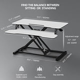 FITUEYES Height Adjustable Standing Desk 32” Wide Sit to Stand Converter Stand Up Desk Tabletop Workstation for Laptops Dual Monitor Riser White SD308003WW FITUEYES