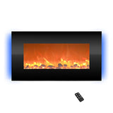 Northwest Electric Fireplace - 30 Inch Wall Mounted Fireplace - 13 Backlight Colors and Remote Controlled LED Flames, Heat, and Brightness (Black) Northwest