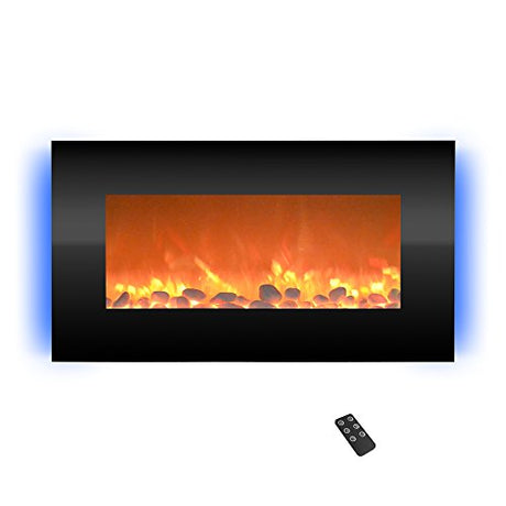Northwest Electric Fireplace - 30 Inch Wall Mounted Fireplace - 13 Backlight Colors and Remote Controlled LED Flames, Heat, and Brightness (Black) Northwest