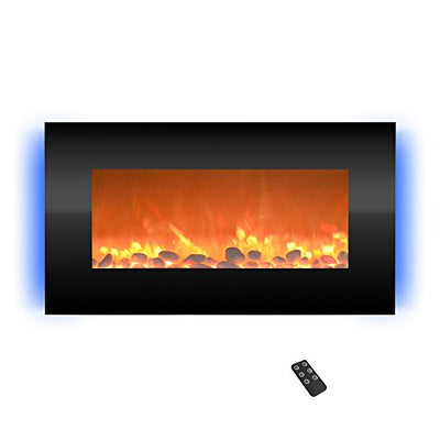 Northwest Electric Fireplace - 30 Inch Wall Mounted Fireplace - 13 Backlight Colors and Remote Controlled LED Flames, Heat, and Brightness (Black)