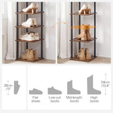 HOOBRO Vertical Shoe Rack, 6-Tier Narrow Shoe Shelf, Shoe Storage Organizer for Small Space, 11" L x 11" W x 39.5" H, Closet, Entryway, Hallway, Bedroom, Rustic Brown and Black BF21XJ01 HOOBRO