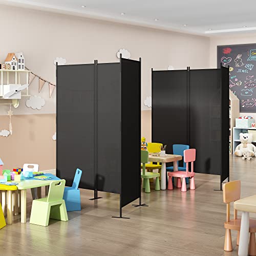 JAXPETY Room Divider Panel 6Ft Privacy Screen Wall Dividers for Room Separation Flexible Partition Folding Portable Room Partition for Office 88" W x 73" H, Black JAXPETY