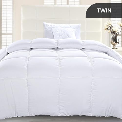 Utopia Bedding Comforter Duvet Insert, Quilted Comforter with Corner Tabs, Box Stitched Down Alternative Comforters Twin Size (White, Pack of 2) Utopia Bedding