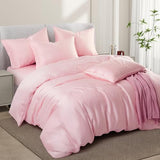VACVELT 3PCS Cooling Duvet Cover Full/Queen Size, 60% Tencel Lyocell + 40% Cotton Comforter Cover Set for Hot Sleeper, Moisture Wicking & Silky, Hotel Bedding Set, Soft & Breathable, Blush Pink VACVELT