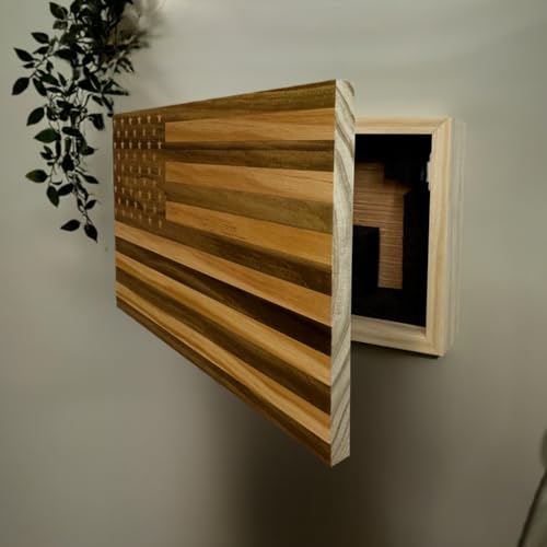 American Flag Concealed Gun Cabinet, Hidden Gun Storage American Flag (Natural) Bellewood Designs