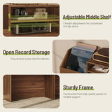 STHYTON Large Record Player Stand with Charging Station & 2 Sliding Drawers, Record Storage Cabinet with Vinyl Storage Hold Up to 500+ Album, Mid Century Turntable Stand for Living Room, Music Room STHYTON