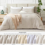 CozyLux King Size Comforter Set - 3 Pieces Beige Soft Luxury Cationic Dyeing Bedding Comforter for All Season, Breathable Lightweight Fluffy Boho Bed Sets with 1 Comforter and 2 Pillow Shams CozyLux
