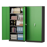 Pataku Metal Storage Cabinet, 72" Garage Cabinet with Doors and Shelves Lockable Steel Multifunctional Cabinets, File Cabinets for Home, Office, Warehouse(Black Green) Pataku