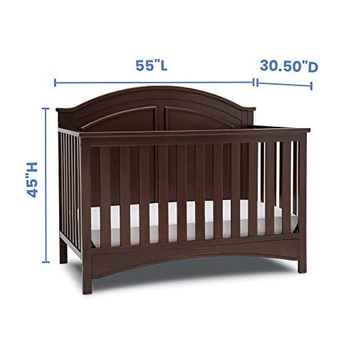 Delta Children Perry 6-in-1 Convertible Crib - Greenguard Gold Certified, Walnut Espresso - WoodArtSupply