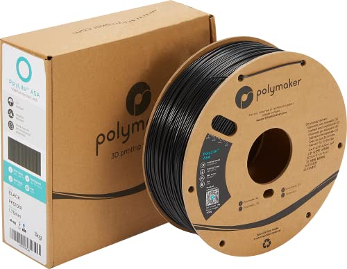 Polymaker ASA Filament 1.75mm Black, 1kg ASA 3D Printer Filament, Heat & Weather Resistant - ASA 3D Filament Perfect for Printing Outdoor Functional Parts, Dimensional Accuracy +/- 0.03mm Polymaker