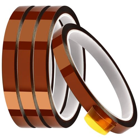 PEASUG Heat Tape, 4 Rolls High Temperature Heat Resistant Tape, Adhesive Heat Tape for Sublimation, Heat Press, Electronics, Soldering, Circuit Board, 10mm x33m(108ft) PEASUG