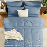 CozyLux Twin Comforter Set with Sheets Dusty Blue, 5 Pieces Bed in a Bag, Grayish Blue Comforter Twin Size, All Season Bedding Set with Stitch Quilted Comforter, Flat Sheet, Fitted Sheet, Pillowcases CozyLux