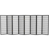 4 ft. Short Window Pane Shoji Screen - Black - 8 Panels Red Lantern